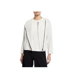 Eileen Fisher Asymmetrical Zip Jacket Ivory NWT Women's Small Minimalist Moto